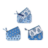 Blue Block Print Pouch