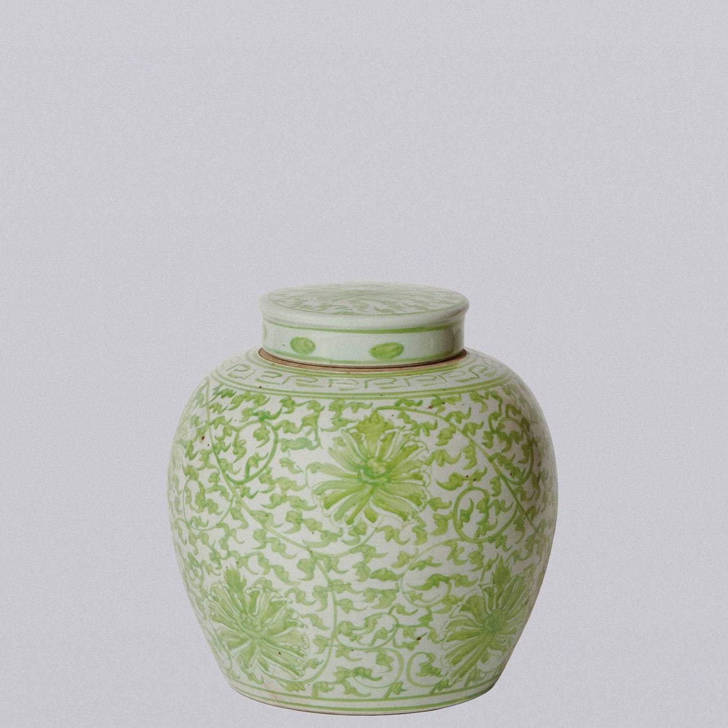 Scrolling Chrysanthemum Green and White Porcelain Jar