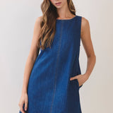 Denim Front Seam  Shift  Dress