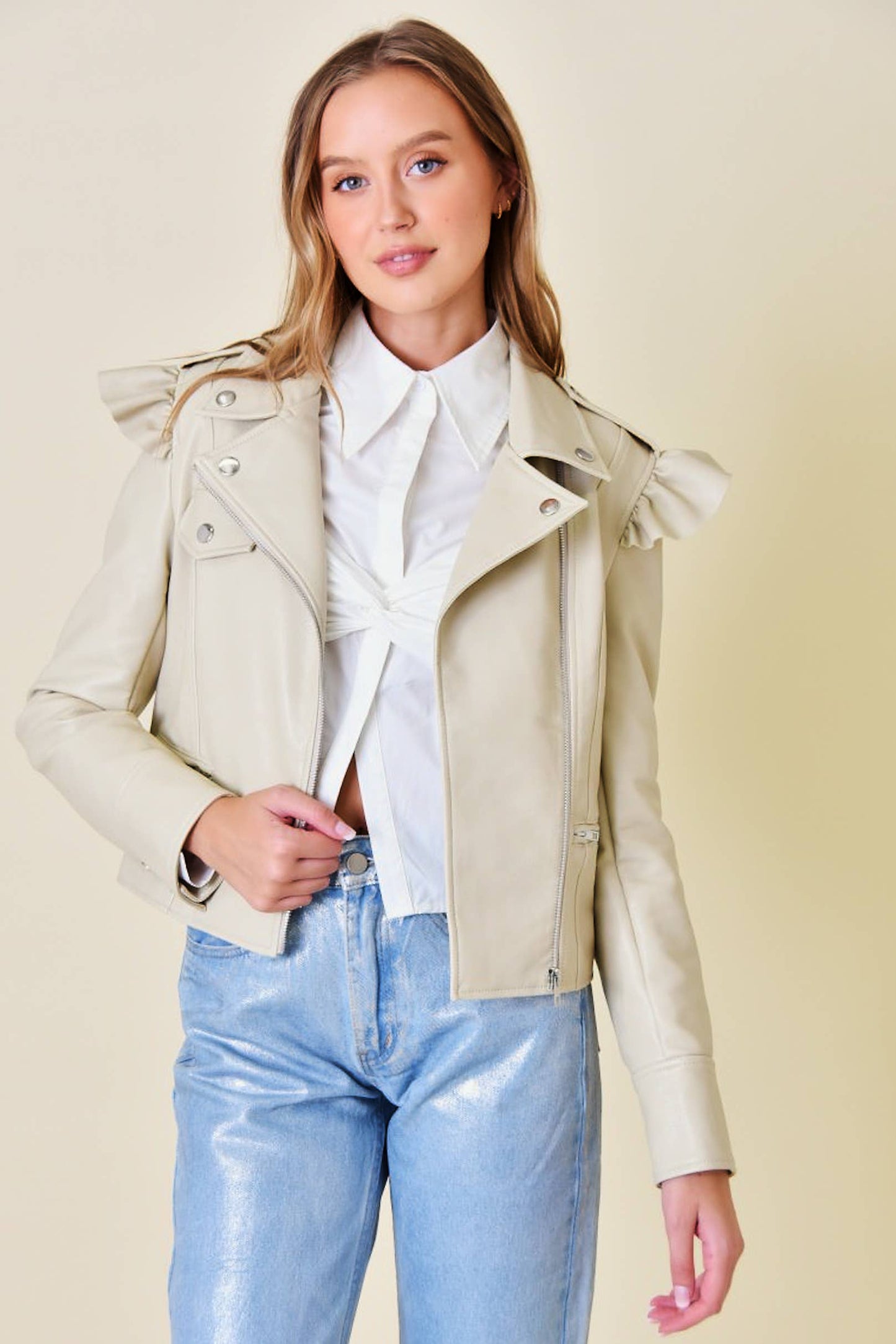 Cream Moto Jacket