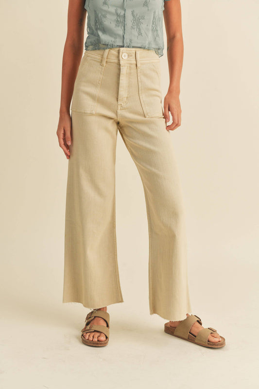 DYE AND WASH  WIDE LEG PANTS