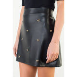 Bow Charm Leather Skirt