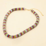 Flat Resin Disc Beaded Necklace