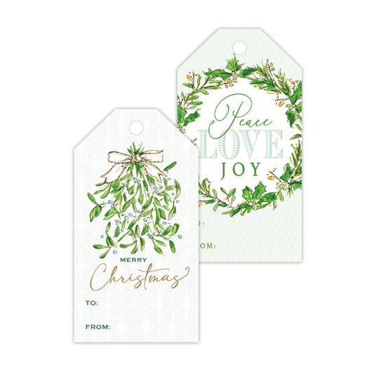 Christmas Mistletoe/Peace Love Joy Wreath Gift Tag