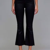 Black Coated Cropped Flare