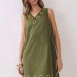 Sleeveless Grommet Dress
