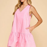 Dropped Waist Poplin Dress