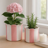 Pink Striped Scallop Edge Pot