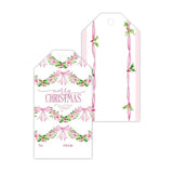 Christmas Pink Floral and Holly Gift Tag