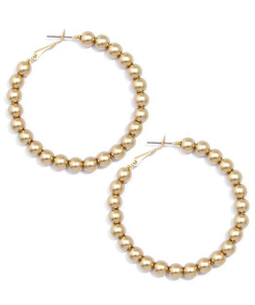 Matte Metal Beaded Hoop Earring