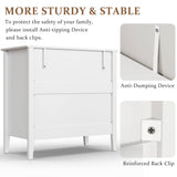 Large Fluted 3 Drawer Dresser, Modern Nightstand Cabinet