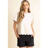 Faux Leather Scallop Hem Top