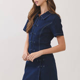 Denim Contrast Stitch Frog Closure Set