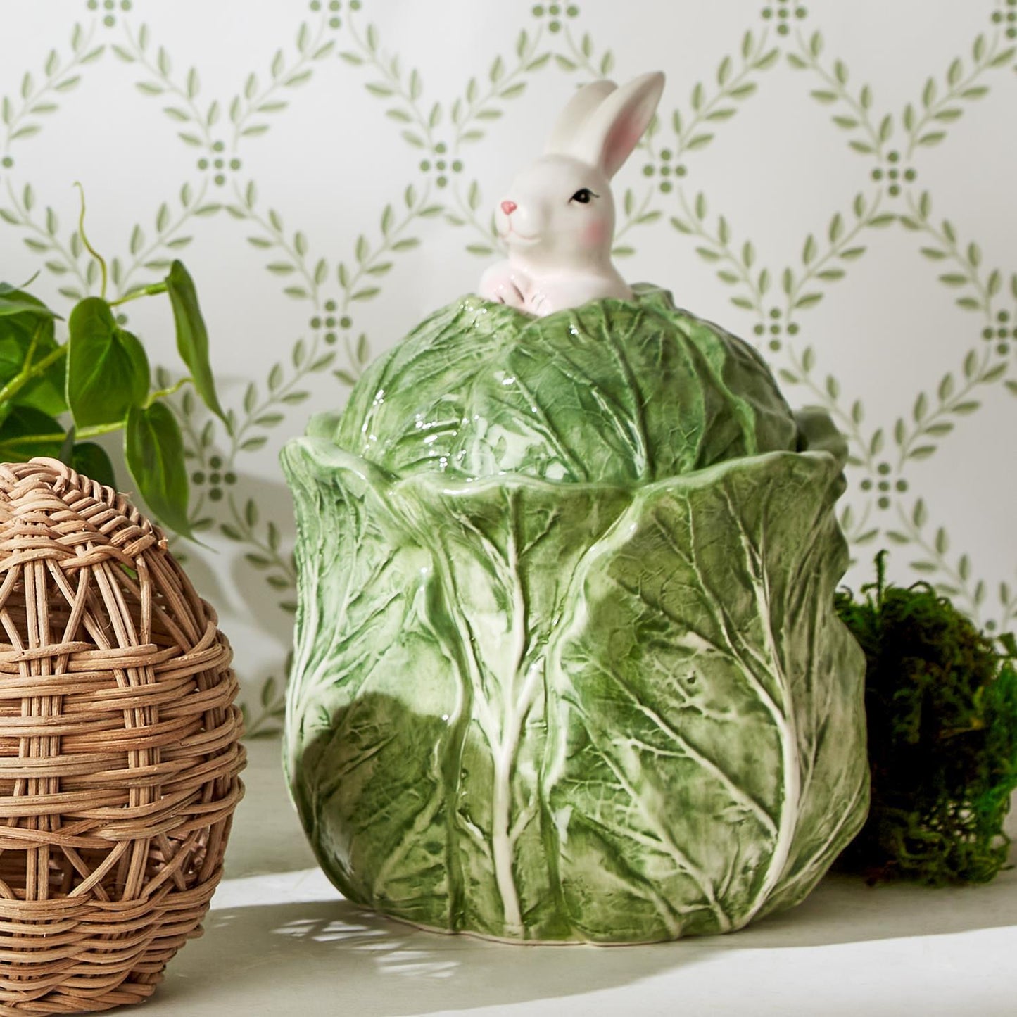 Bunny and Cabbage Leaf Jar