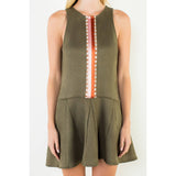 Sleeveless Suede Dress With Stripe Detail
