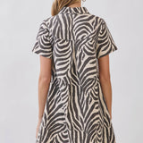 Zebra Print Button Down Dress