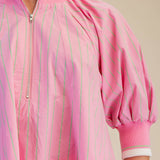 Mock Neck Band Puff Sleeve Blouse