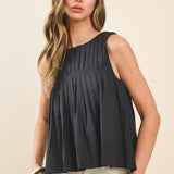 Pleated Detail Sleeveless Top
