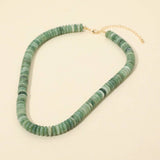 Flat Resin Disc Beaded Necklace