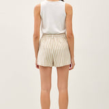 STRIPED LINEN  SHORTS