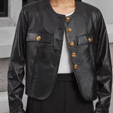 Black Metal Button Jacket