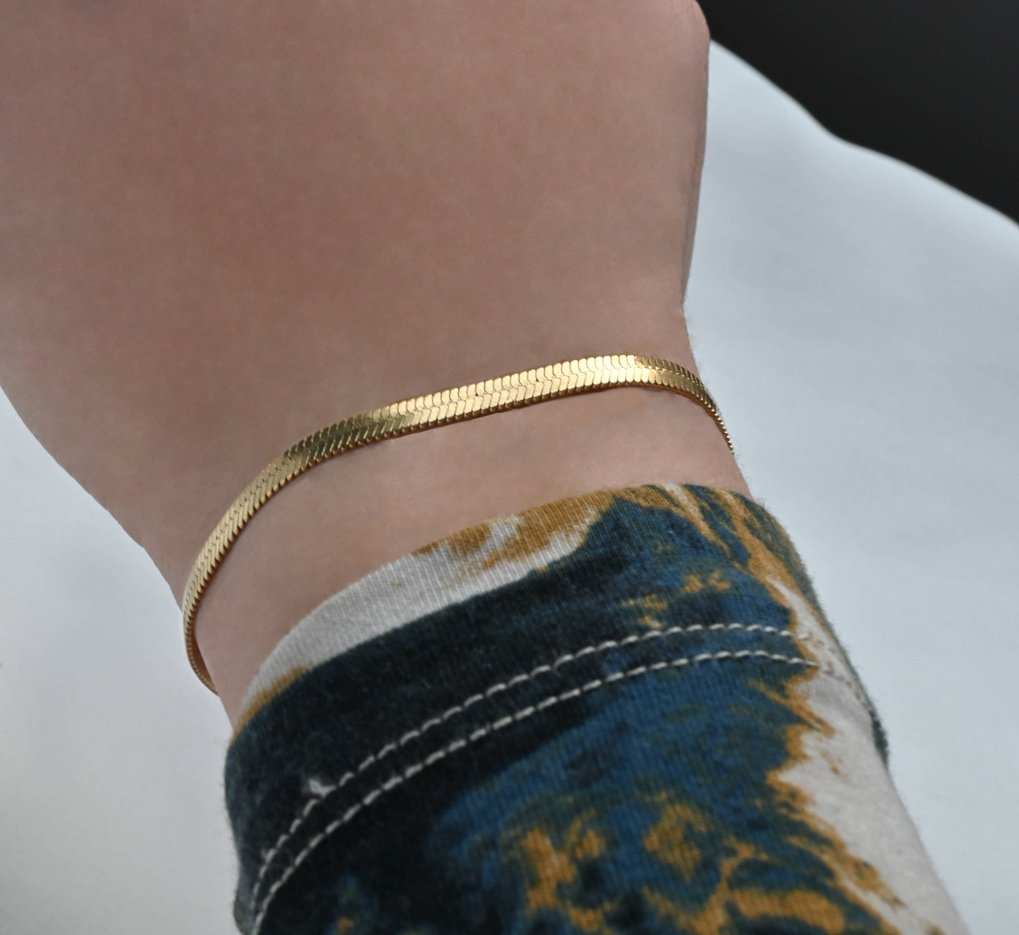 Bold 18k Gold Bracelets - Waterproof Thick Chain Bracelets: Herringbone