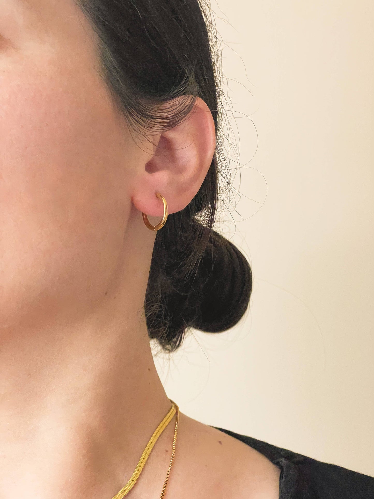 Thin Gold Hoops - Gold Huggie Hoop Earrings Minimalist 0334: 10 MM