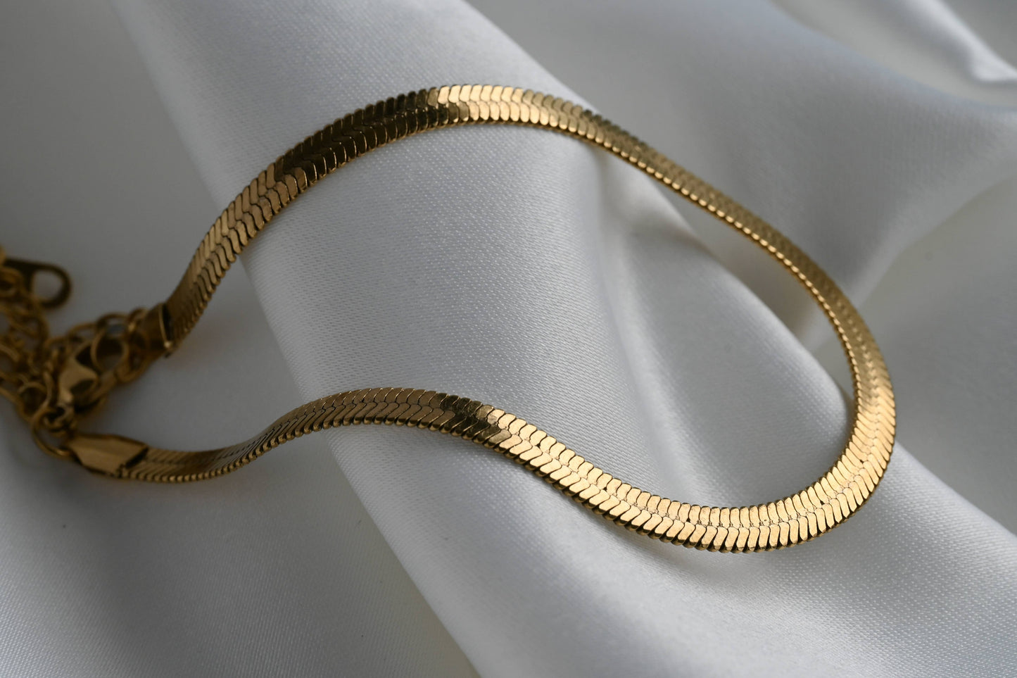 Bold 18k Gold Bracelets - Waterproof Thick Chain Bracelets: Herringbone