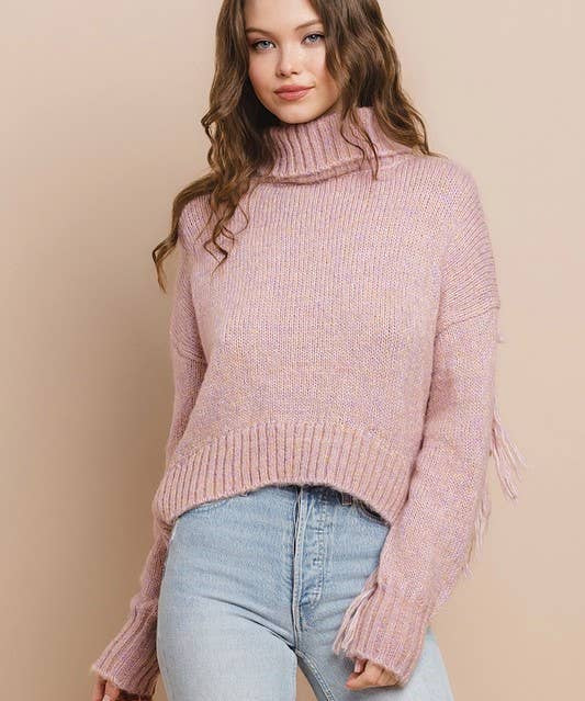 Fringe Turtleneck Sweater