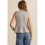 Plaid Sleeveless Peplum Top