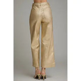 Solid Metallic Wide Leg Pant