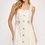 Top-Stitch Detail Mini Dress