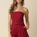 Louise Strapless Belted Romper