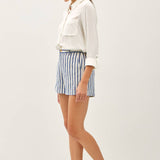 STRIPED LINEN  SHORTS