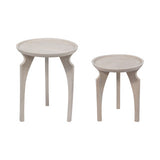 S/2 Luvis Carved Wood Accent Table