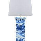 B/W Porcelain Flat Vase Lamp