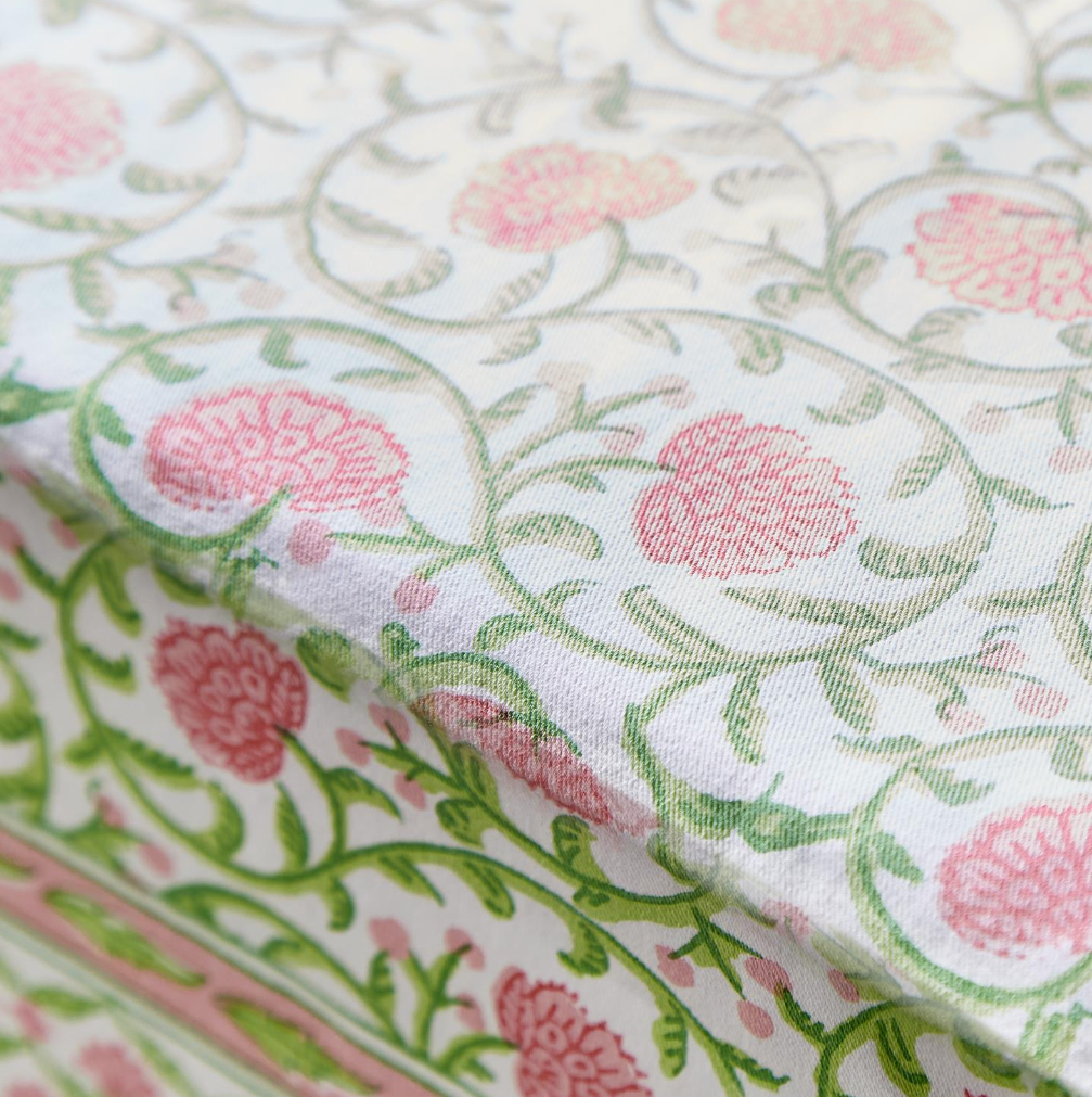 Floral Block Print Tablecloth