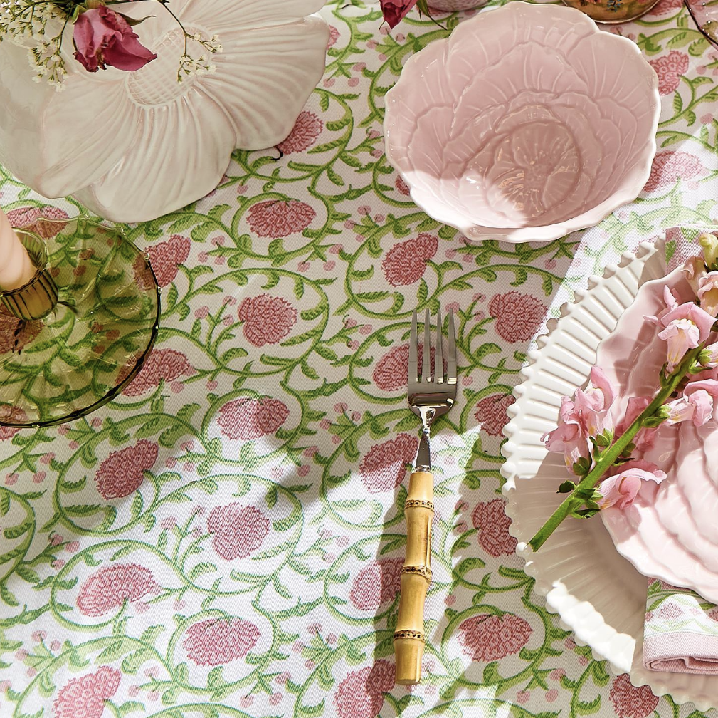 Floral Block Print Tablecloth