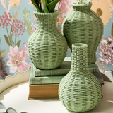 Green Basketweave Vases