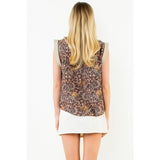 Sleeveless Flower Print Stripe Top