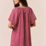 Crimson Striped Dress