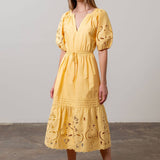EYELET MIDI DRESS