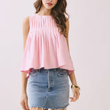 Pleated High Low Top