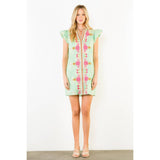 Flutter Sleeve Embroidery Dress