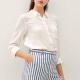 STRIPED LINEN  SHORTS