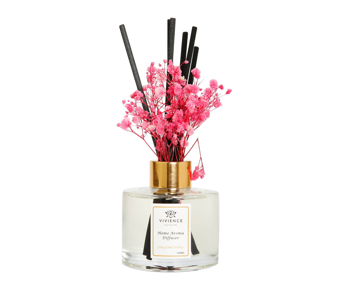 Clear Bottle Diffuser with White and Pink Flowers