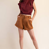 High Waist Suede Shorts