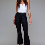 Black Coated Cropped Flare