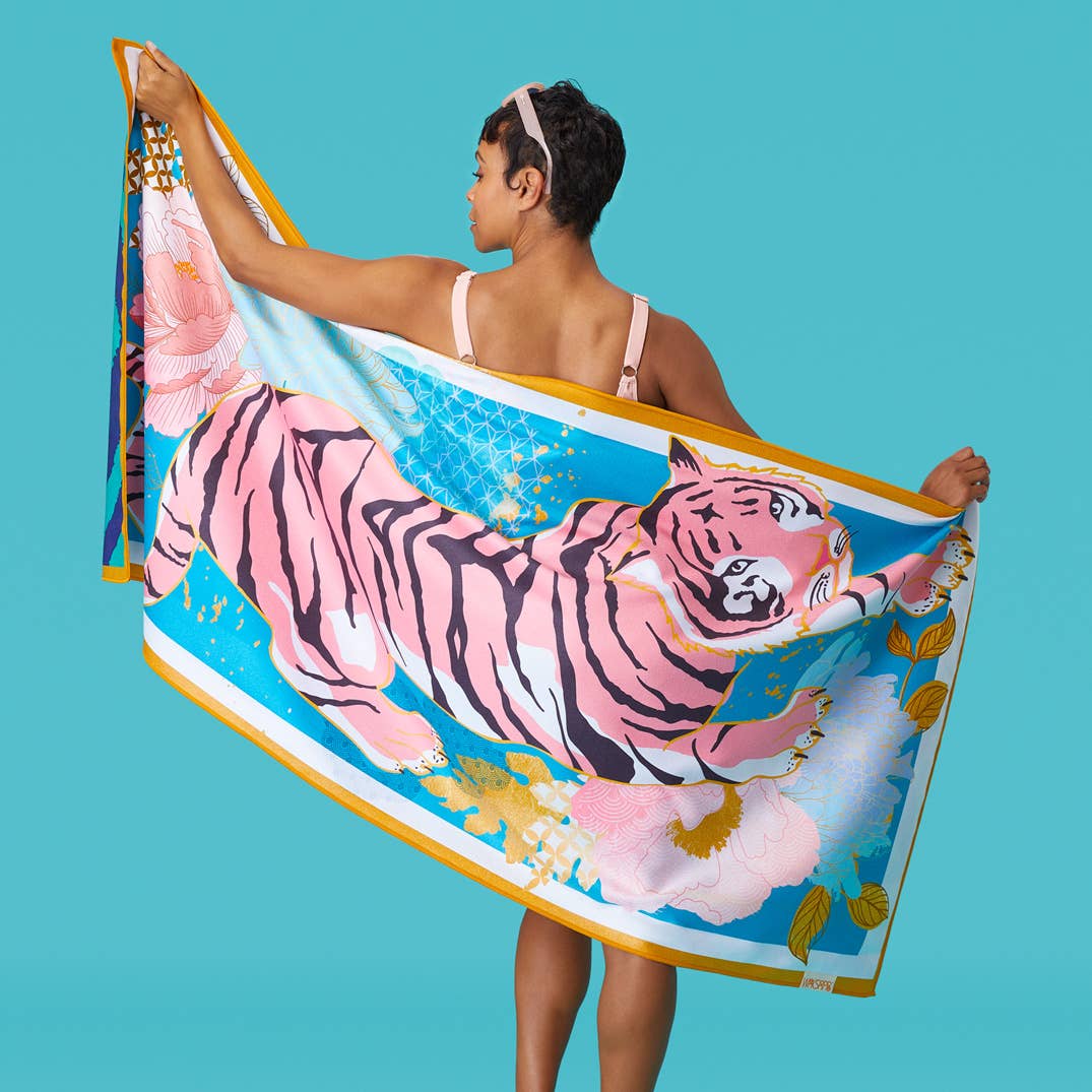 Crouching Tiger Microfiber Beach Towel