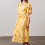 EYELET MIDI DRESS